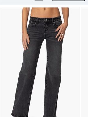 Edikted Black Flare Jeans - Wide Leg